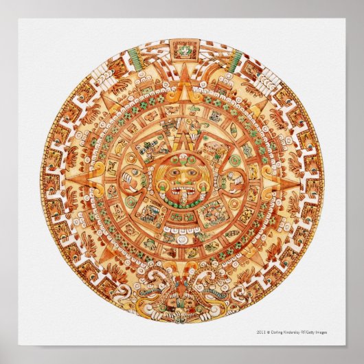 Illustratie van de Aztec-zonnsteen Poster (Voorkant)