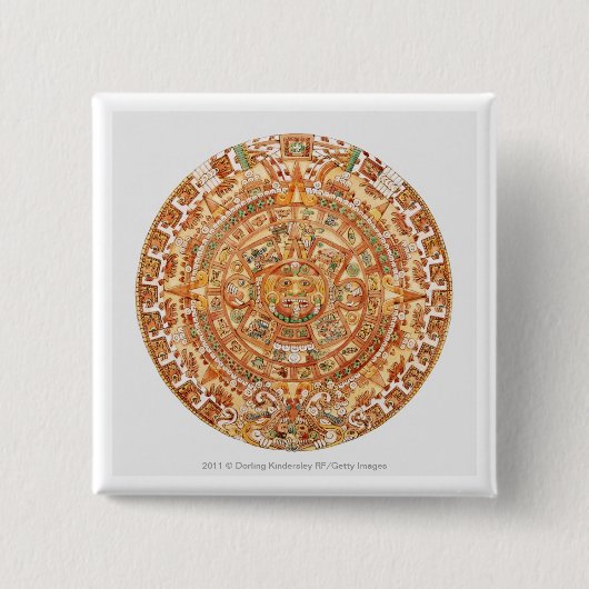 Illustratie van de Aztec-zonnsteen Vierkante Button 5,1 Cm (Voorkant)