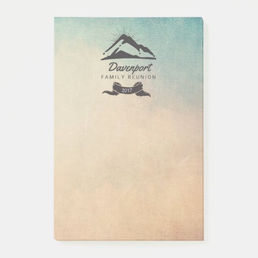 Illustratie van de berg met Sun Rays Family Reunio Post-it® Notes (Voorkant)