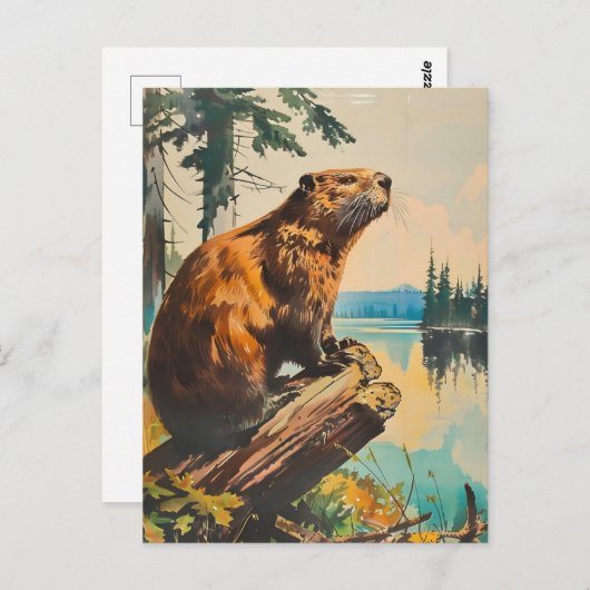  illustratie van de bever briefkaart (Voorkant / Achterkant)