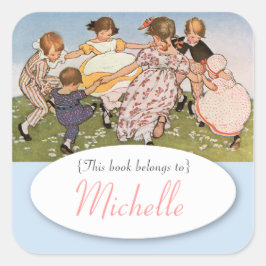  illustratie van de bladwijzer van kinderen vierkante sticker