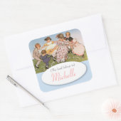  illustratie van de bladwijzer van kinderen vierkante sticker (Envelop)