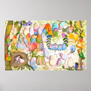 Illustratie van de bloeiende vogelkunst door Gemma Poster