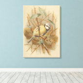  illustratie van de Bluetit Canvas Afdruk (Insitu (Houten vloer))