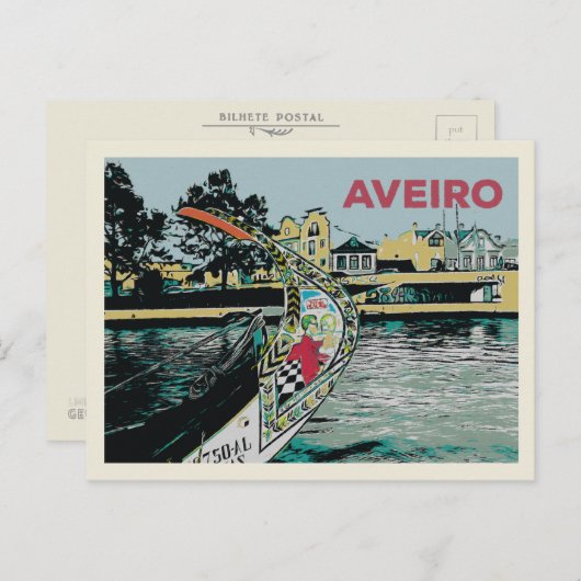 "Illustratie van de boot van Moliceiro in Aveiro P Briefkaart (Voorkant / Achterkant)