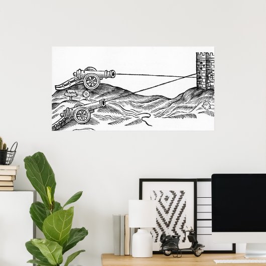 Illustratie van de brand in kanon poster (Thuiskantoor)