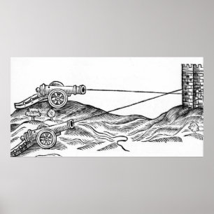 Illustratie van de brand in kanon poster