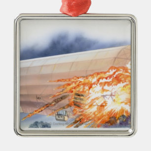 Illustratie van de brandwonden van Zeppelin Metalen Ornament