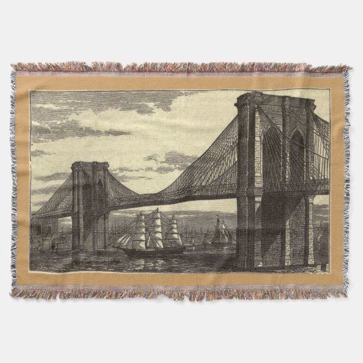  illustratie van de Brooklyn Bridge (1879) Deken (Voorkant)