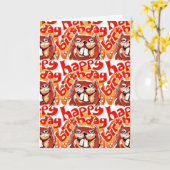 illustratie van de cartoon van beaver blije verjaa kaart (Gele Bloem)