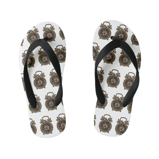 Illustratie van de cartoon van de wekker kinder teenslippers (Voetbed)