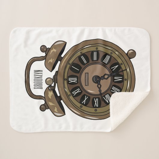 Illustratie van de cartoon van de wekker sherpa deken (Voorkant (horizontaal))