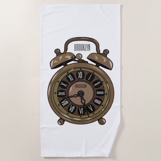 Illustratie van de cartoon van de wekker strandlaken (Voorkant)