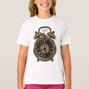 Illustratie van de cartoon van de wekker t-shirt