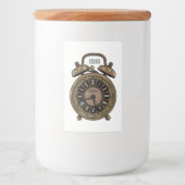 Illustratie van de cartoon van de wekker voedselcontainer etiket (Voorkant)