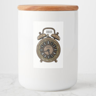 Illustratie van de cartoon van de wekker voedselcontainer etiket