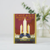 Illustratie van de  Chicago World's Fair 1933 Briefkaart (Staand voorkant)