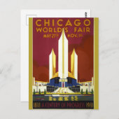 Illustratie van de  Chicago World's Fair 1933 Briefkaart (Voorkant / Achterkant)