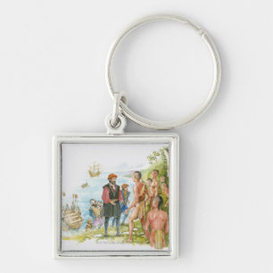 Illustratie van de conversie van Jacques Cartier m Sleutelhanger