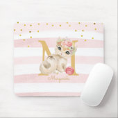 Illustratie van de Cute Cat White Pink Stripes Kin Muismat (Met muis)