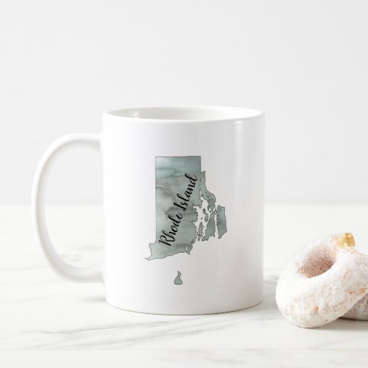 Illustratie van de deelstaat Rhode Island Koffiemok (Met donut)