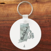 Illustratie van de deelstaat Rhode Island Sleutelhanger (Voorkant)