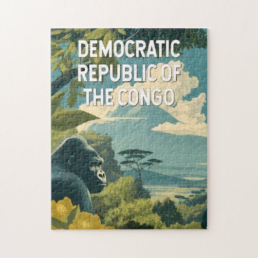 Illustratie van de Democratische Republiek Congo Legpuzzel (Verticaal)