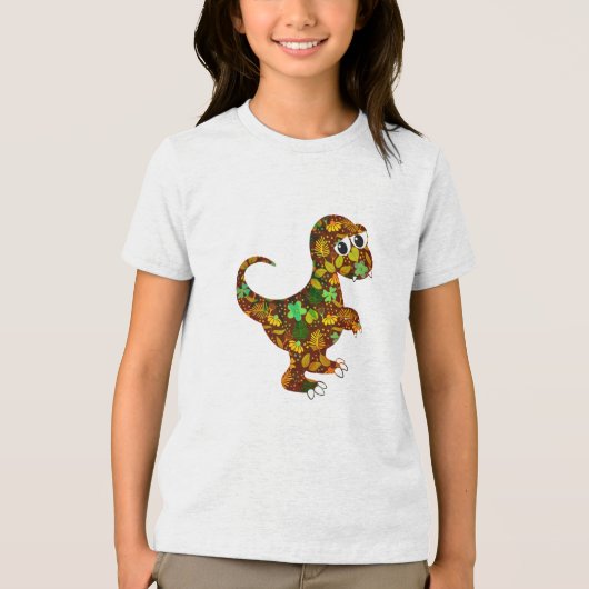 Illustratie van de dinosaurus Tri-Blend shirt (Voorkant)