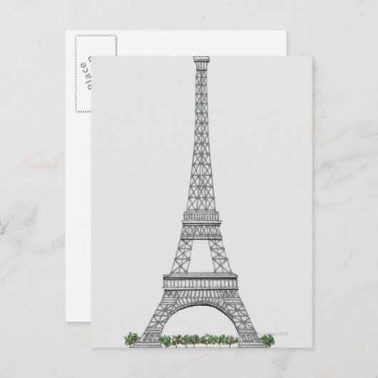 Illustratie van de Eiffeltoren in Parijs, Frankrij Briefkaart (Voorkant / Achterkant)