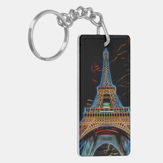 Illustratie van de Eiffeltoren - Parijs, Frankrijk Sleutelhanger (Voorkant Links)