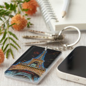Illustratie van de Eiffeltoren - Parijs, Frankrijk Sleutelhanger (Voorkant Rechts)