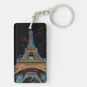 Illustratie van de Eiffeltoren - Parijs, Frankrijk Sleutelhanger (achterkant)