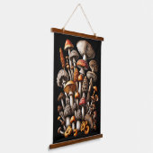 Illustratie van de Enchanted Forest Mushroom Clust Hangend Wandkleed (Gebogen)