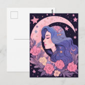 Illustratie van de etherische maangodin briefkaart (Voorkant / Achterkant)