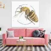 Illustratie van de Europese honingbijen Canvas Afdruk (Insitu (Woonkamer))