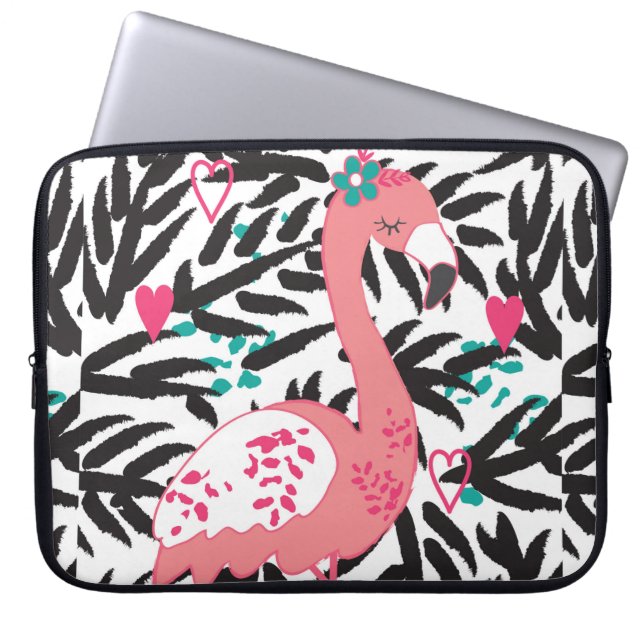  illustratie van de exotische vogel flamingo laptop sleeve (Voorkant)
