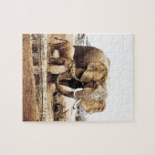Illustratie van de familie Elephant Animal Art Legpuzzel (Horizontaal)