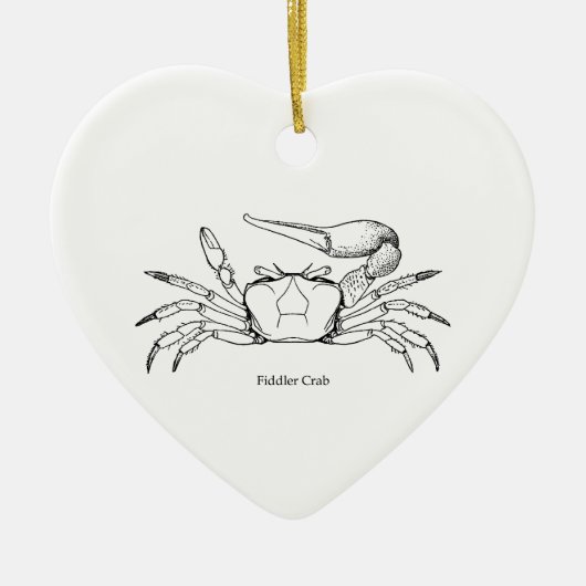 Illustratie van de Fiddler Crab (lijnkunst) Keramisch Ornament (Voorkant)