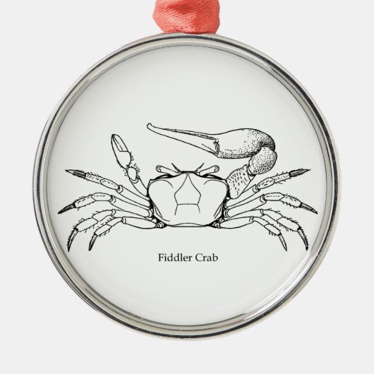Illustratie van de Fiddler Crab (lijnkunst) Metalen Ornament (Voorkant)