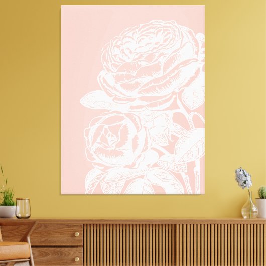 illustratie van de flora Blush Pink Botanical Canvas Afdruk (Insitu (Woonkamer))