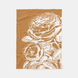 Illustratie van de Floral Line Art in Mustard Yell Fleece Deken