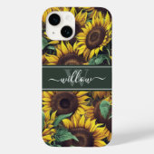 Illustratie van de Gele Zonnebloem Naam Monogram Case-Mate iPhone Case (Achterkant)