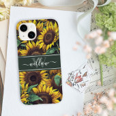 Illustratie van de Gele Zonnebloem Naam Monogram Case-Mate iPhone Case