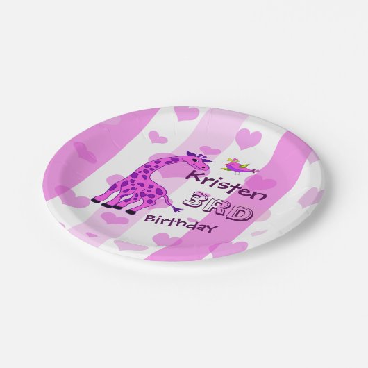 illustratie van de Giraffe in roze kleur Papieren Bordje (Gekanteld)