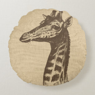 Illustratie van de Giraffe over de overlapping Rond Kussen