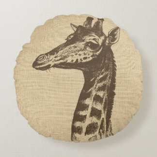 Illustratie van de  Giraffe over de overlapping Rond Kussen