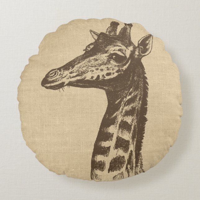Illustratie van de  Giraffe over de overlapping Rond Kussen (Voorkant)