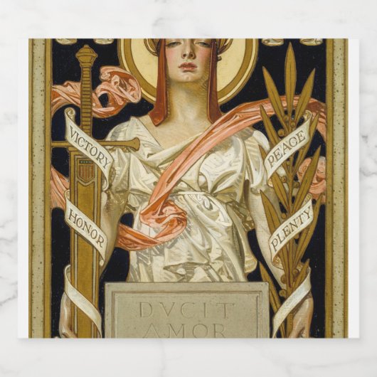 Illustratie van de Grote Oorlogsoverwinning, 1918  Sparkling Wijnetiket (Enkel label)