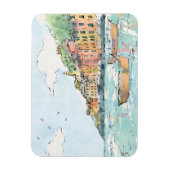 Illustratie van de haven van Porofino Magneet (Verticaal)