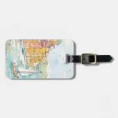 Illustratie van de haven van Porofino met zeilboot Bagagelabel (Voorkant horizontaal)